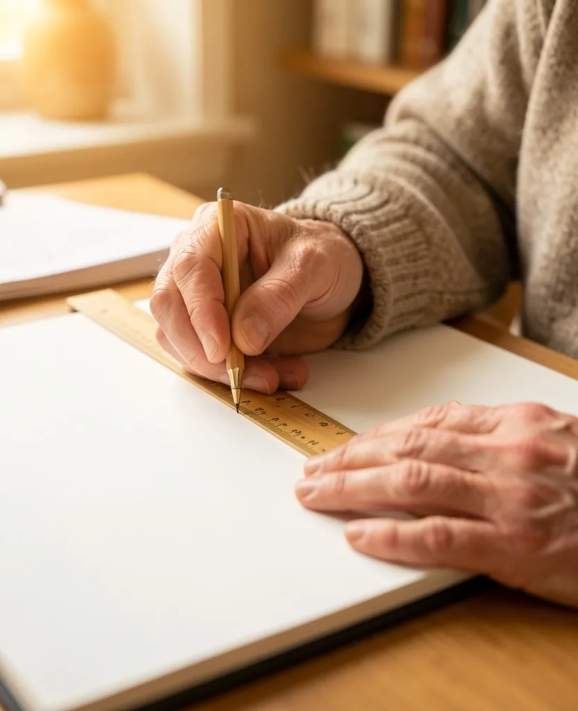Manos de una mujer mayor anotando gastos en un cuaderno de presupuesto familiar