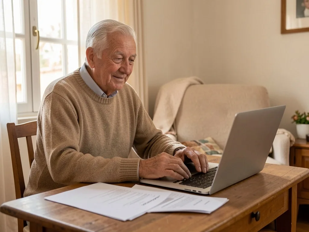 Adulto mayor consultando información de fondos comunes de inversión